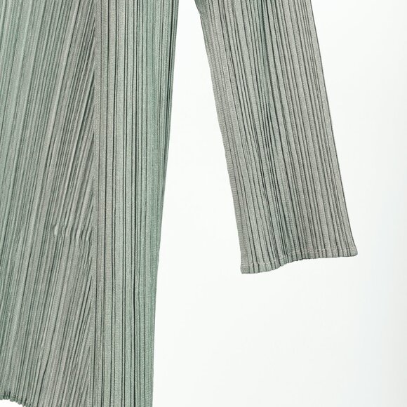 Pleats Please Issey Miyake Sage Green Grey Open-Front Cardigan - Picture 5 of 7
